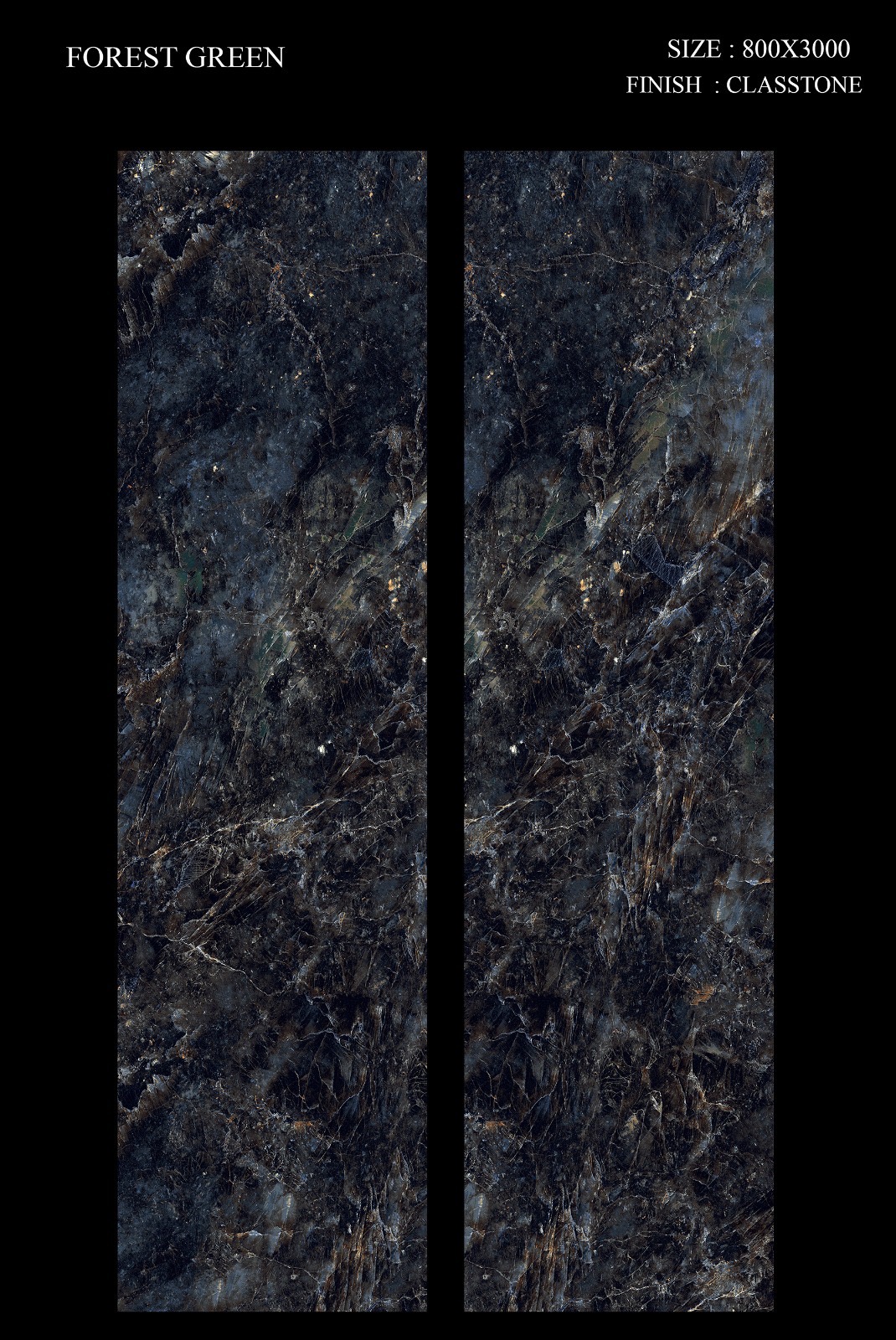 Đá nung kết cao cấp Forest Green kt80x3000x15mm