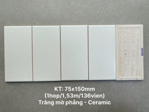 gạch thẻ trắng mờ phẳng kích thước 75x150mm PSTA75156