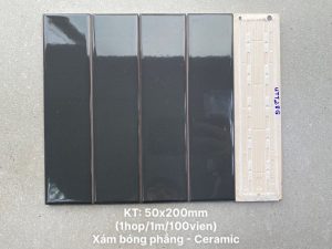 Gạch thẻ xám bóng phẳng kích thước 50x200mm UtT28G